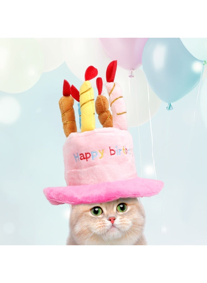 Dog Cat Birthday Cake Hat Pet Cap Headwear Hat with Colorful Candles for Small Medium Dogs Cats Costumes Headwear Party Accessory - Image 3